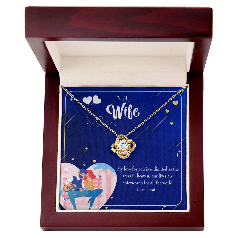 To My Wife Unlimited Love Infinity Knot Necklace Message Card 90$